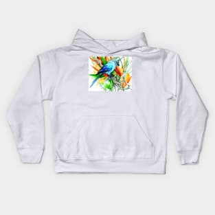 Parrot and Tropical Foliage, Tropical Colors Kids Hoodie